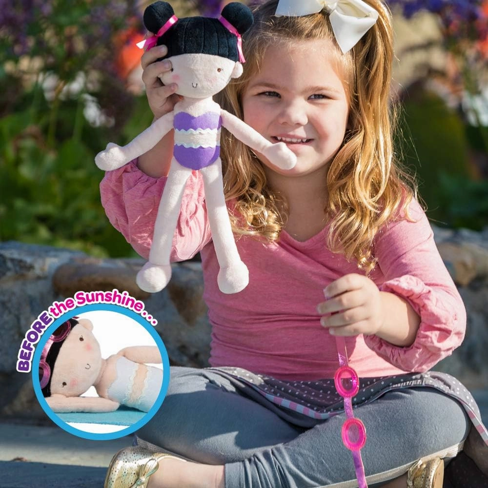 ADORA Exclusive Sunshine Friends Collection, Plush Doll and Clothes with Sunlight - Activated Color - Changing Bathing Suit, Birthday Gift for Ages 3  - Violet