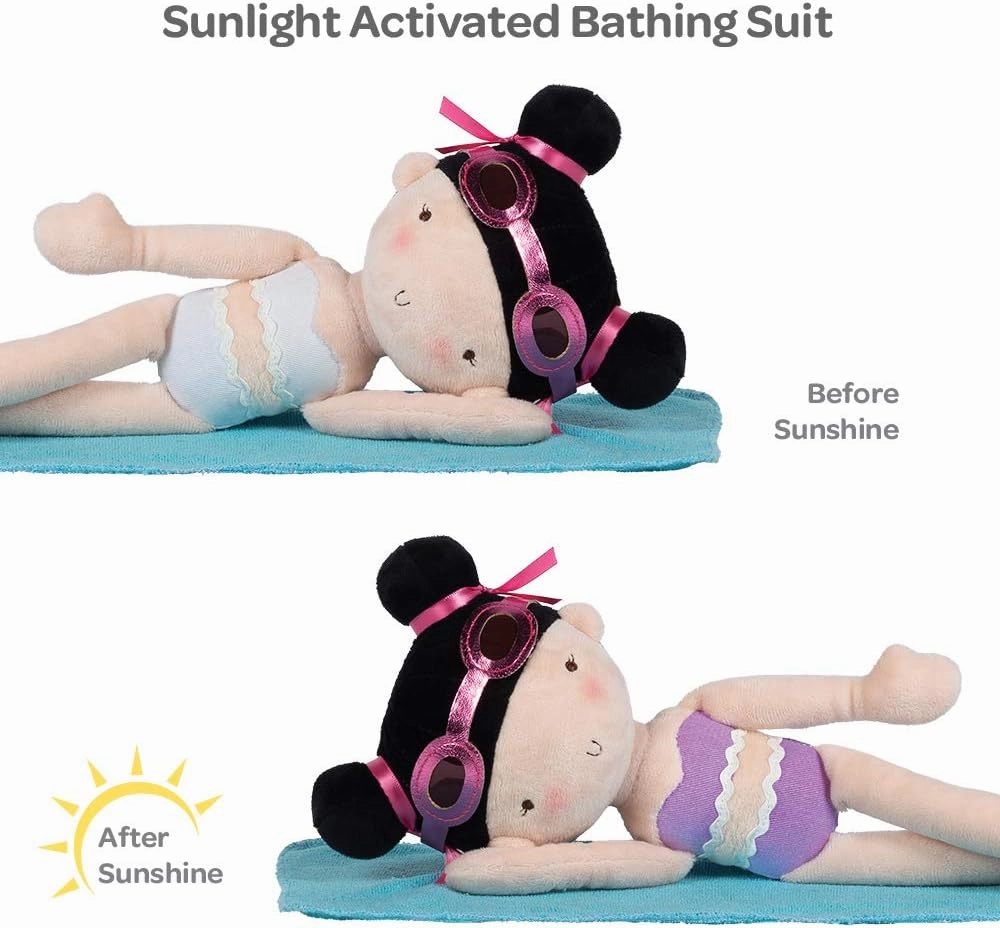 ADORA Exclusive Sunshine Friends Collection, Plush Doll and Clothes with Sunlight - Activated Color - Changing Bathing Suit, Birthday Gift for Ages 3  - Violet