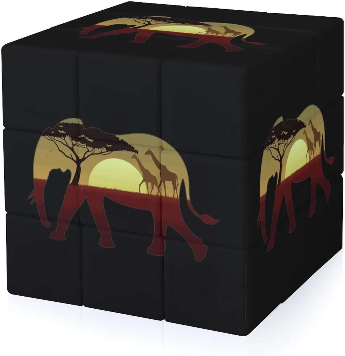 African Wild Giraffe Elephant Funny 3x3x3 Cube Smooth Lightweight Puzzle for Adult Graphic Printing Travel
