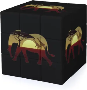 African Wild Giraffe Elephant Funny 3x3x3 Cube Smooth Lightweight Puzzle for Adult Graphic Printing Travel