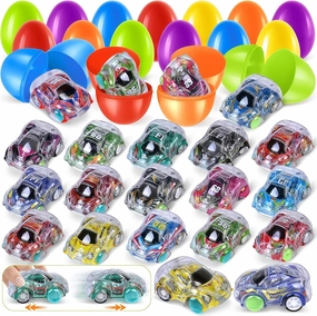 Aigybobo 36 Pack Easter Eggs with Mini Pull Back Cars for Kids, Easter Eggs Filled for Egg Hunt Party Favors, Surprise Egg, Easter Basket Stuffers Fillers Classroom Prizes Supplies for Boys Girls
