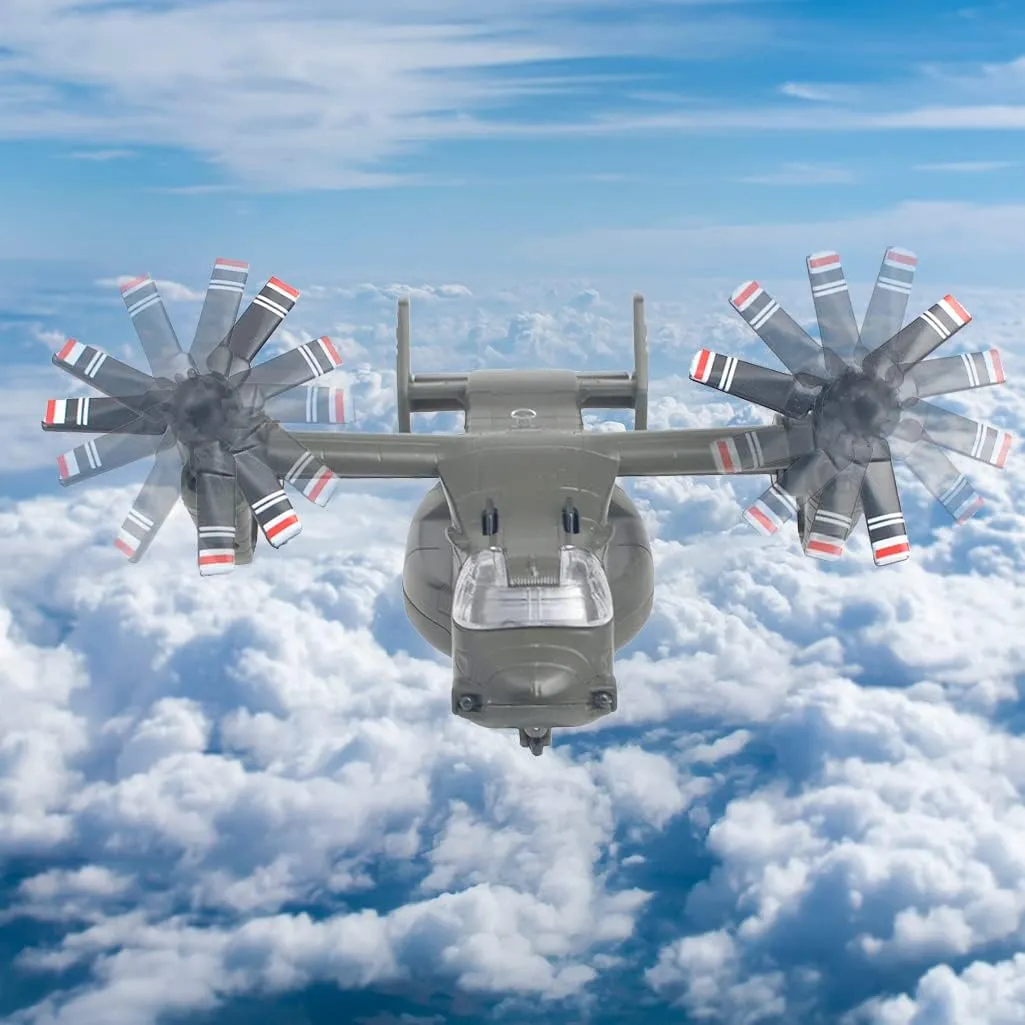 Ailejia Alloy Metal Airplane MV-22 Military Osprey Transport Helicopter Toy Model Army Aircraft with Pull Back Fighter Toys (Green)