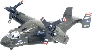 Ailejia Alloy Metal Airplane MV-22 Military Osprey Transport Helicopter Toy Model Army Aircraft with Pull Back Fighter Toys (Green)