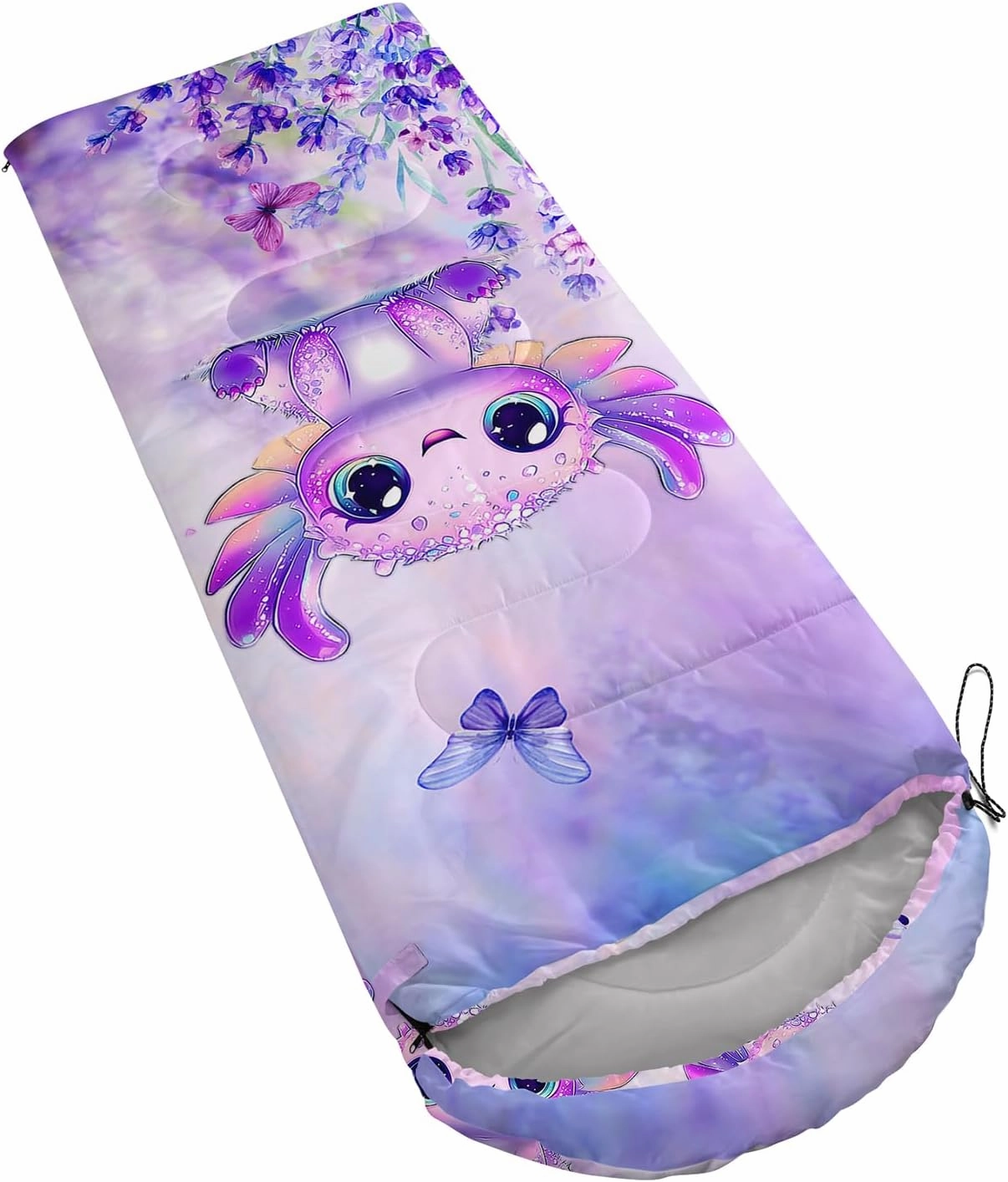 AILONEN Cartoon Cat Sleeping Bag for Kids Boys Girls,Warm and Cool Weather,Lightweight,Waterproof Backpacking,Lovely Pet Cat Kitten Checkered Printed Sleeping Bag for Camping