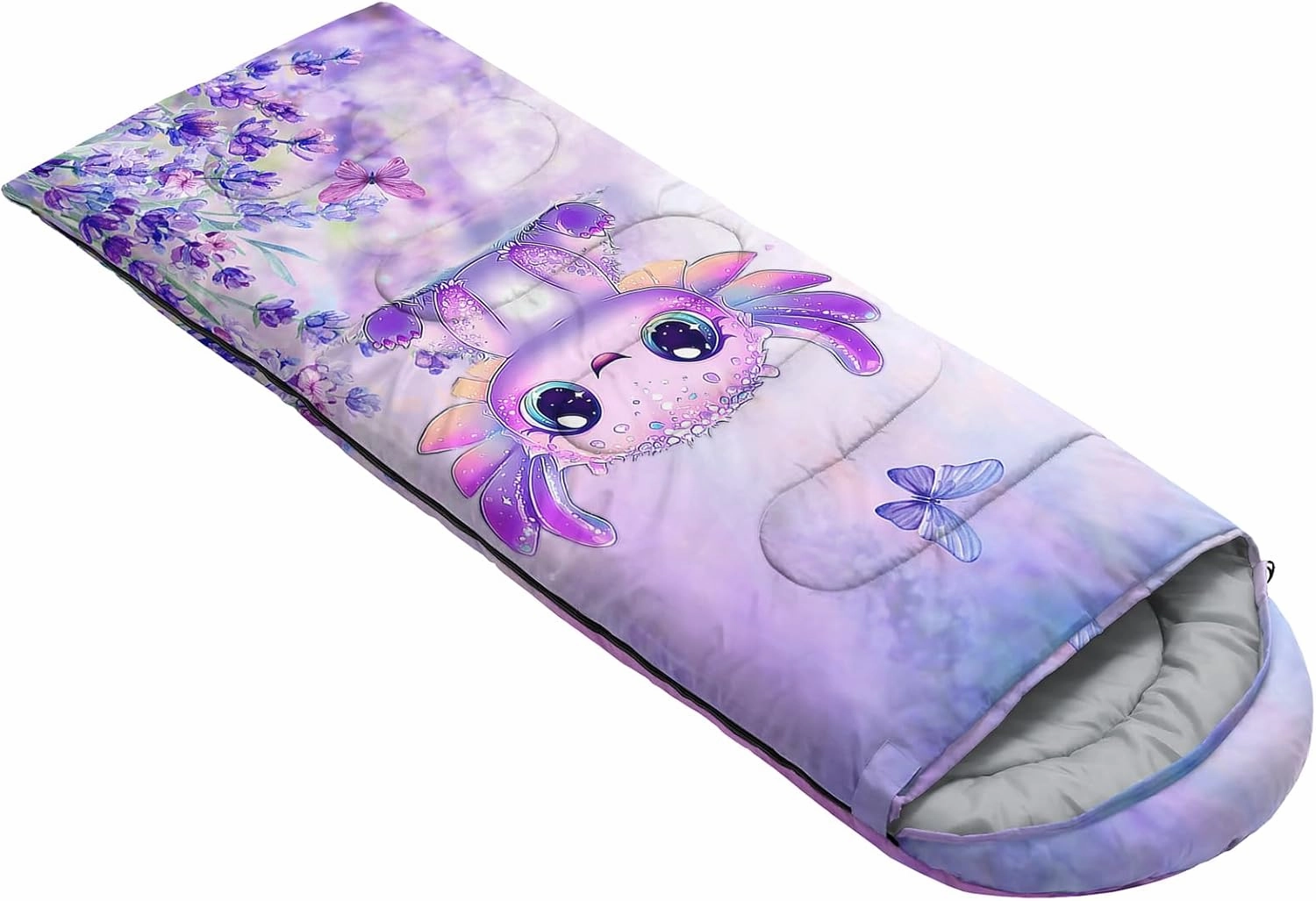 AILONEN Cartoon Cat Sleeping Bag for Kids Boys Girls,Warm and Cool Weather,Lightweight,Waterproof Backpacking,Lovely Pet Cat Kitten Checkered Printed Sleeping Bag for Camping
