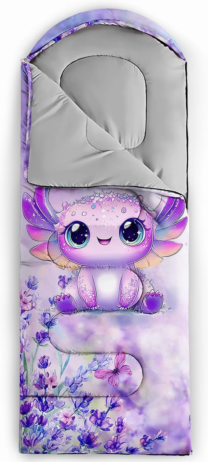 AILONEN Cartoon Cat Sleeping Bag for Kids Boys Girls,Warm and Cool Weather,Lightweight,Waterproof Backpacking,Lovely Pet Cat Kitten Checkered Printed Sleeping Bag for Camping