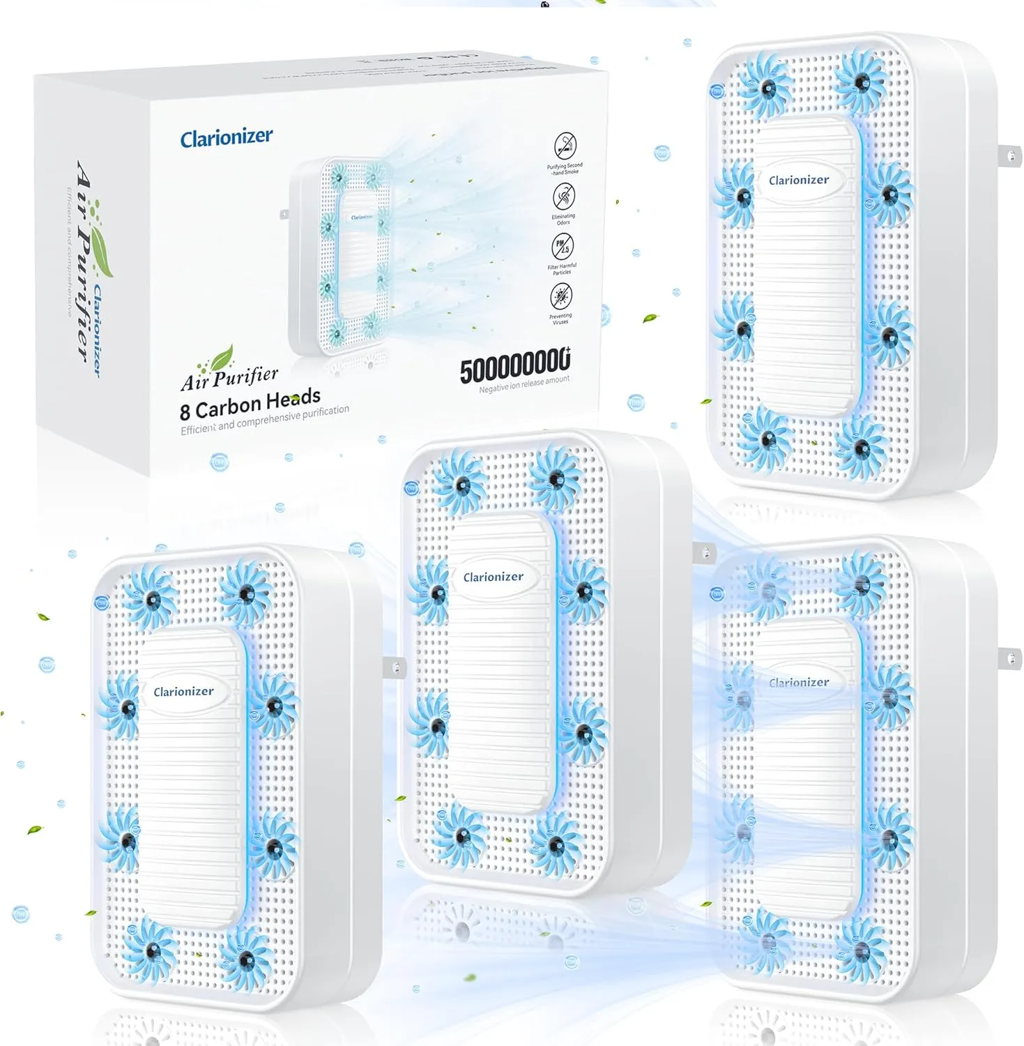 Air Ionizers for Home (4 Pack), 2025 Upgraded Plug In Air Purifier, Negative ion purifier, Air Freshener For Bedroom, Kitchen, Office, Dust, Smoke Smell (Cream)