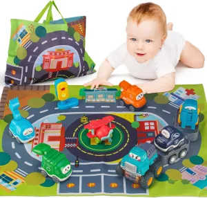 ALASOU Baby Big Trailor Car Toys with Playmat/Storage Bag|1st Birthday Gifts for Toddler Age 1-2|Baby Toys for 1 2 3 Year Old Boy|1 2 Year Old Boy Gift for Infant 12-18 Month