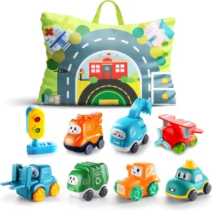 ALASOU Baby Cartoon Car Toys with Playmat/Storage Bag|1st Birthday Gifts for Toddler Age 1-2|Baby Toys for 1 2 3 Year Old Boy|1 2 Year Old Boy Gift for Infant 12-18 Month