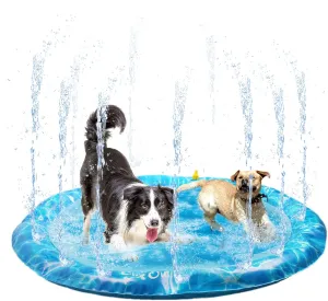 All for Paws Dog Splash Pad - Thickened Non-Slip Pet Sprinkler Mat, 51" Durable Outdoor Water Play Pool with Cooling Fountain, Anti-Slip Backyard Summer Toys for Dogs