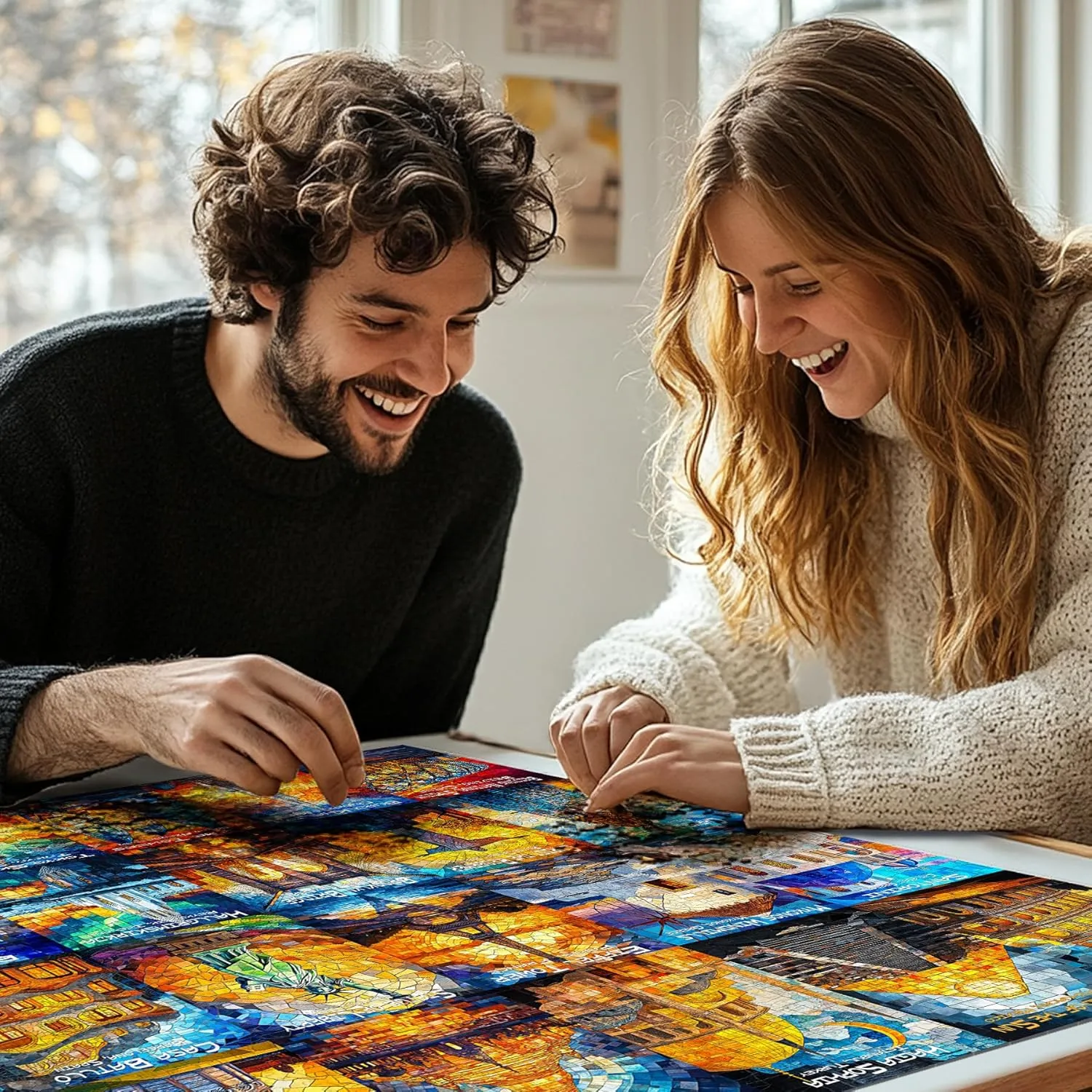 ALL4JIG World Landmark Fun Jigsaw Puzzles for Adults and Kids, 1000 Pieces, Christmas Secret Santa Gift, White Elephant Gifts for Dog Lovers, Number Partitioned for Easy Solving