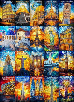 ALL4JIG World Landmark Fun Jigsaw Puzzles for Adults and Kids, 1000 Pieces, Christmas Secret Santa Gift, White Elephant Gifts for Dog Lovers, Number Partitioned for Easy Solving
