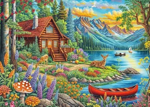 Alpine Serenity Beautiful Lake 1000 Piece Creative Fun Jigsaw Puzzle for Adults Challenging Traditional Puzzle Perfect for Family Nights Game