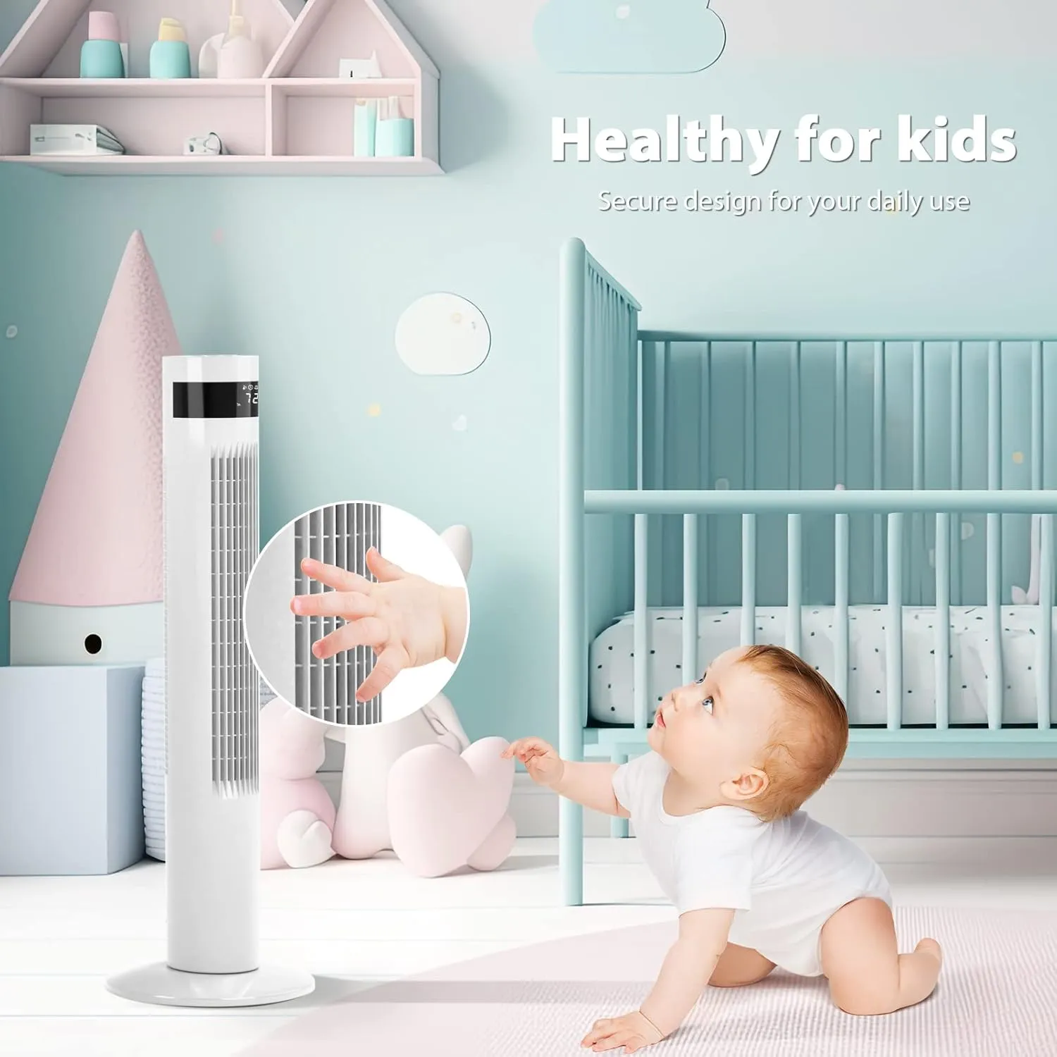 Antarctic Star Tower Fan Portable Floor Fans 85°Oscillating Fan 36'' Quiet Cooling 12H Timer Remote Control Standing Bladeless Electric 3 Speeds Wind 3 Modes Bedroom Office(36 inch, White)