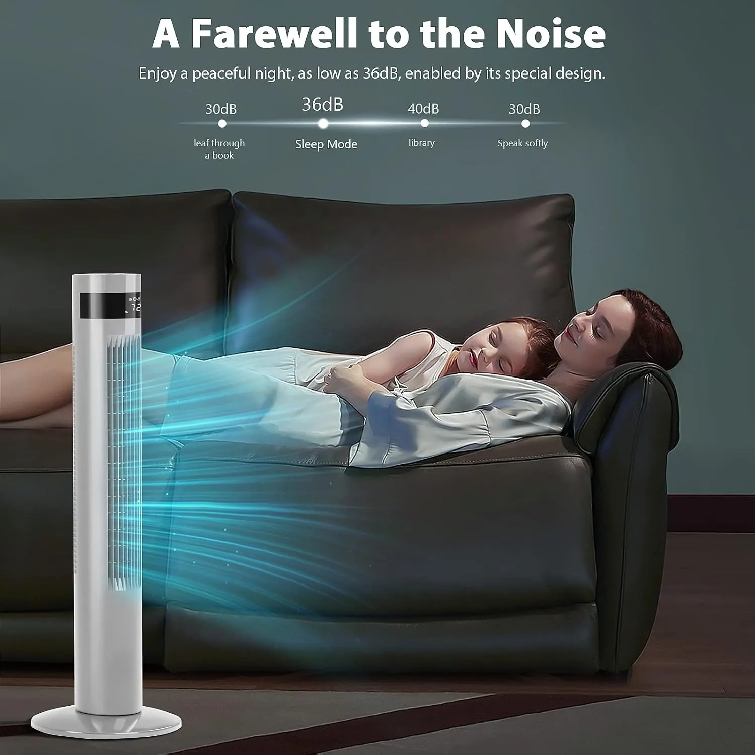 Antarctic Star Tower Fan Portable Floor Fans 85°Oscillating Fan 36'' Quiet Cooling 12H Timer Remote Control Standing Bladeless Electric 3 Speeds Wind 3 Modes Bedroom Office(36 inch, White)