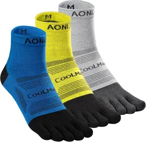 AONIJIE Toe Socks for Men and Women Athletic Hiking Coolmax Socks with toes - Soft Comfortable and Moisture Wicking