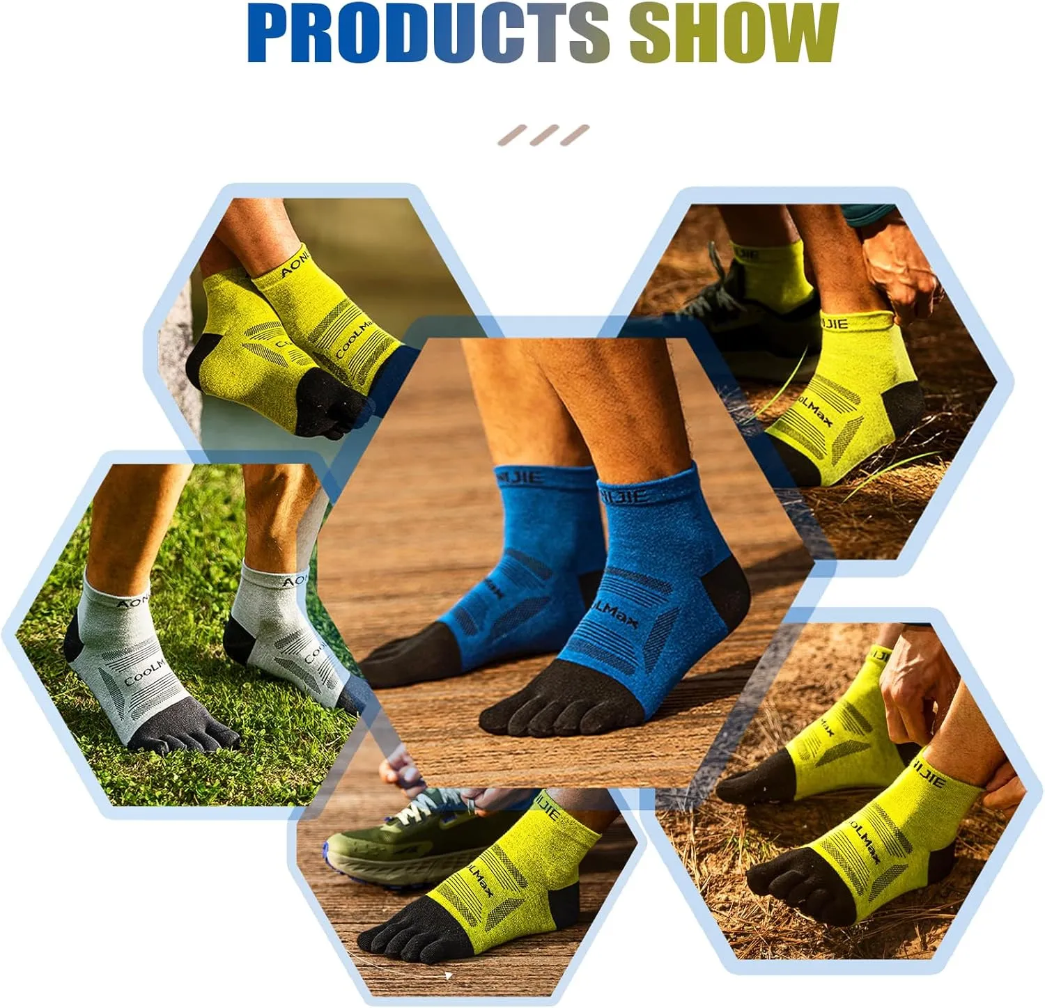 AONIJIE Toe Socks for Men and Women Athletic Hiking Coolmax Socks with toes - Soft Comfortable and Moisture Wicking