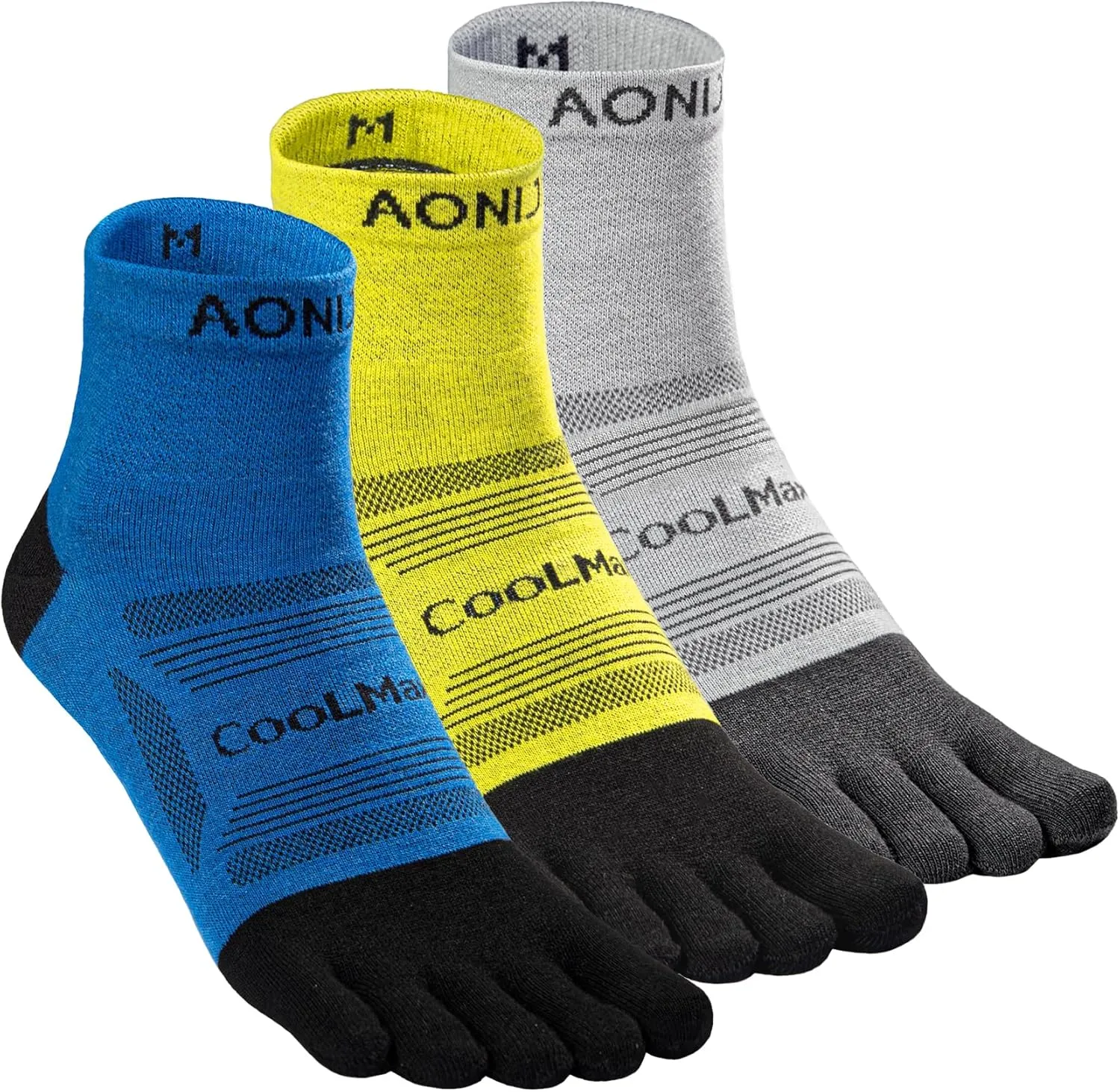 AONIJIE Toe Socks for Men and Women Athletic Hiking Coolmax Socks with toes - Soft Comfortable and Moisture Wicking