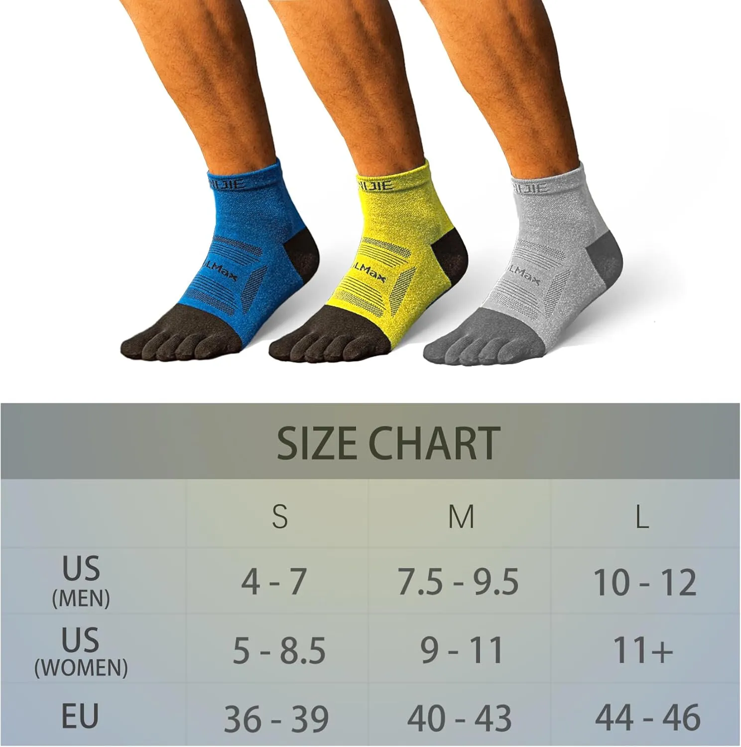 AONIJIE Toe Socks for Men and Women Athletic Hiking Coolmax Socks with toes - Soft Comfortable and Moisture Wicking