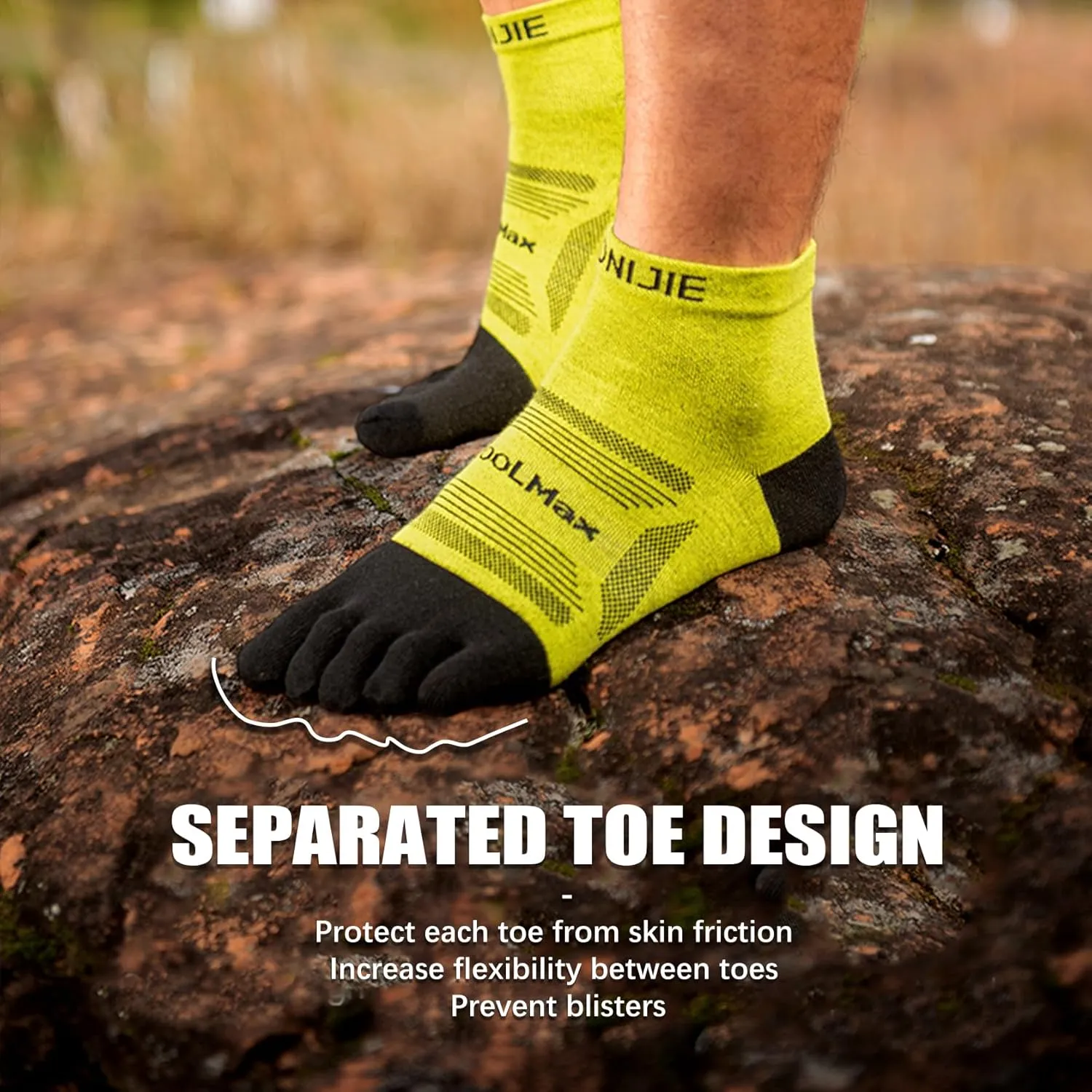 AONIJIE Toe Socks for Men and Women Athletic Hiking Coolmax Socks with toes - Soft Comfortable and Moisture Wicking