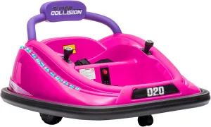 Aosom 12V Toddler Bumper Car with Remote Control, 360° Rotation Kids Electric Ride-On Toy, Twins Motor, Colorful LED Lights, 3 Songs, for Boys and Girls, Pink