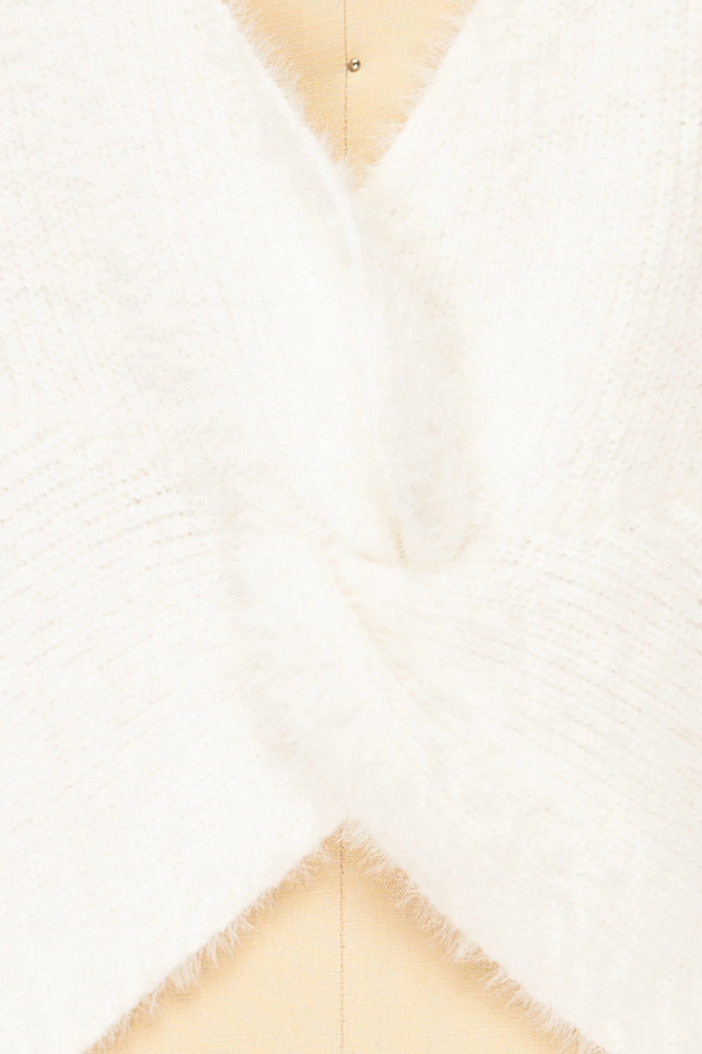 Arkhaule | Fuzzy White Sweater w/ Twisted Back