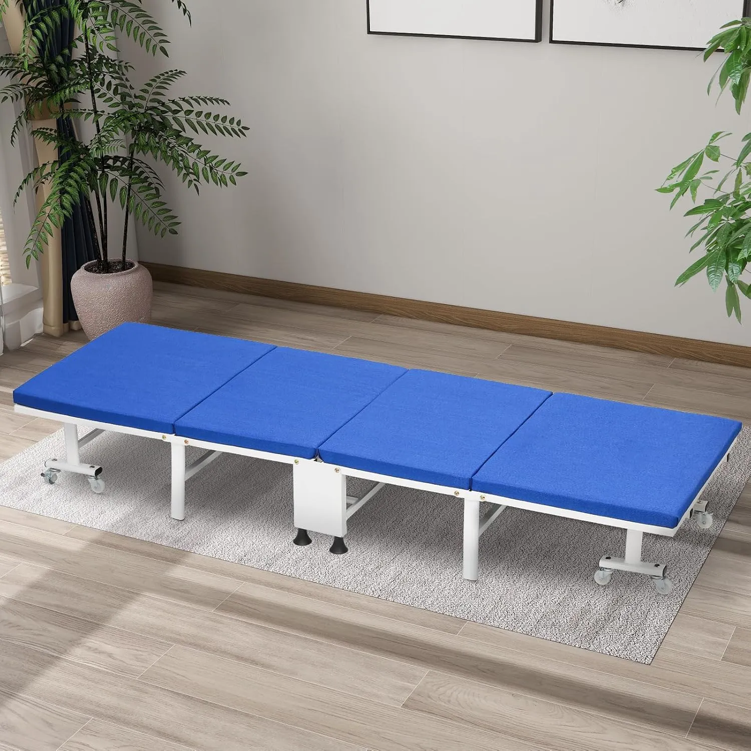 Athena Collection Cot for Adult Sleeping with Comfortable Mattress, Portable Folding Cot Bed with Wheel for Move Easily Space Saving Bed for Outdoor Patio Camping Travel Office Nap Support 330lbs