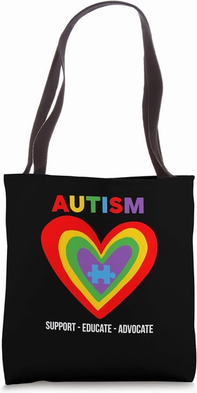 Autism Support Educate Advocate Autism Awareness Tote Bag