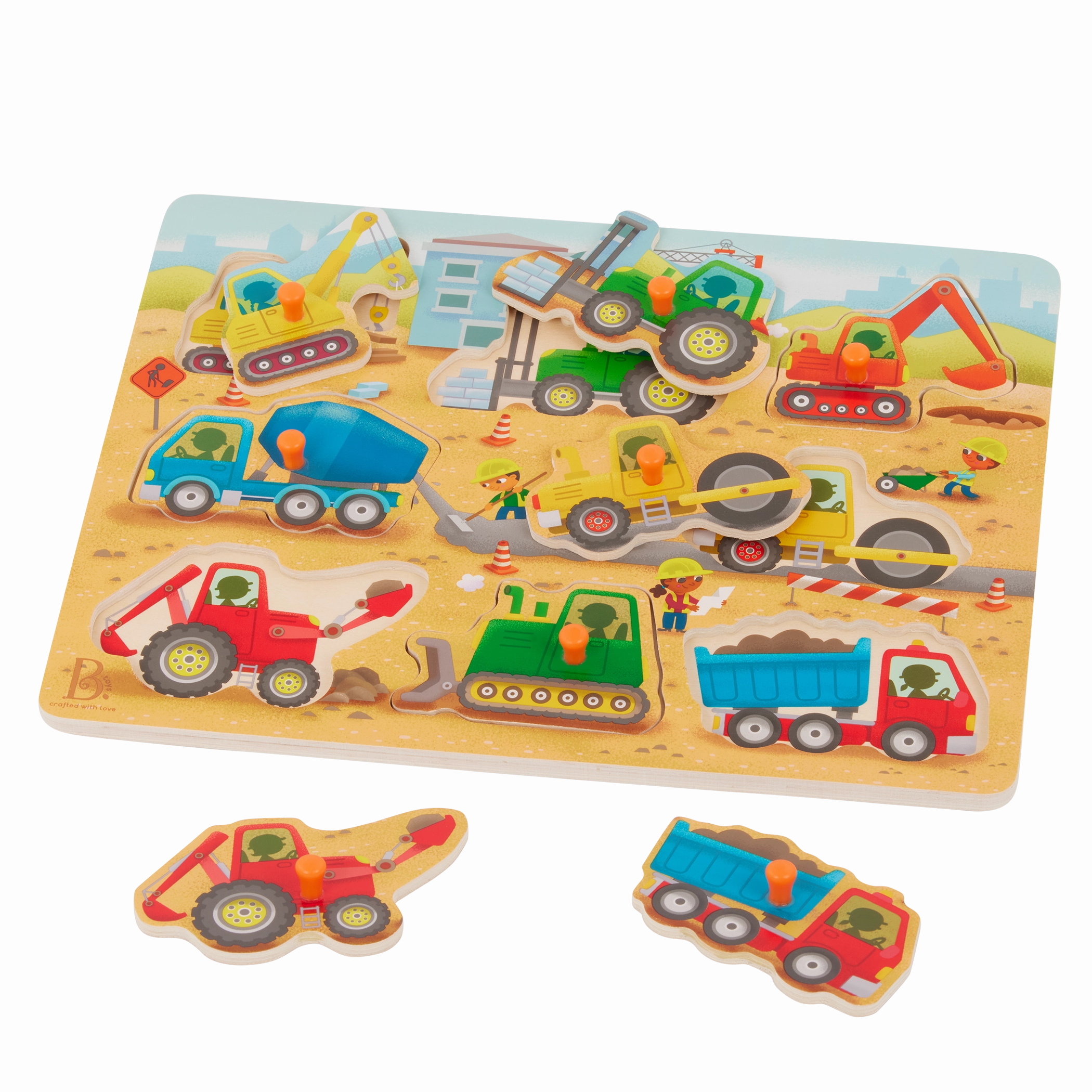 B. toys – Peek & Explore - Construction Trucks