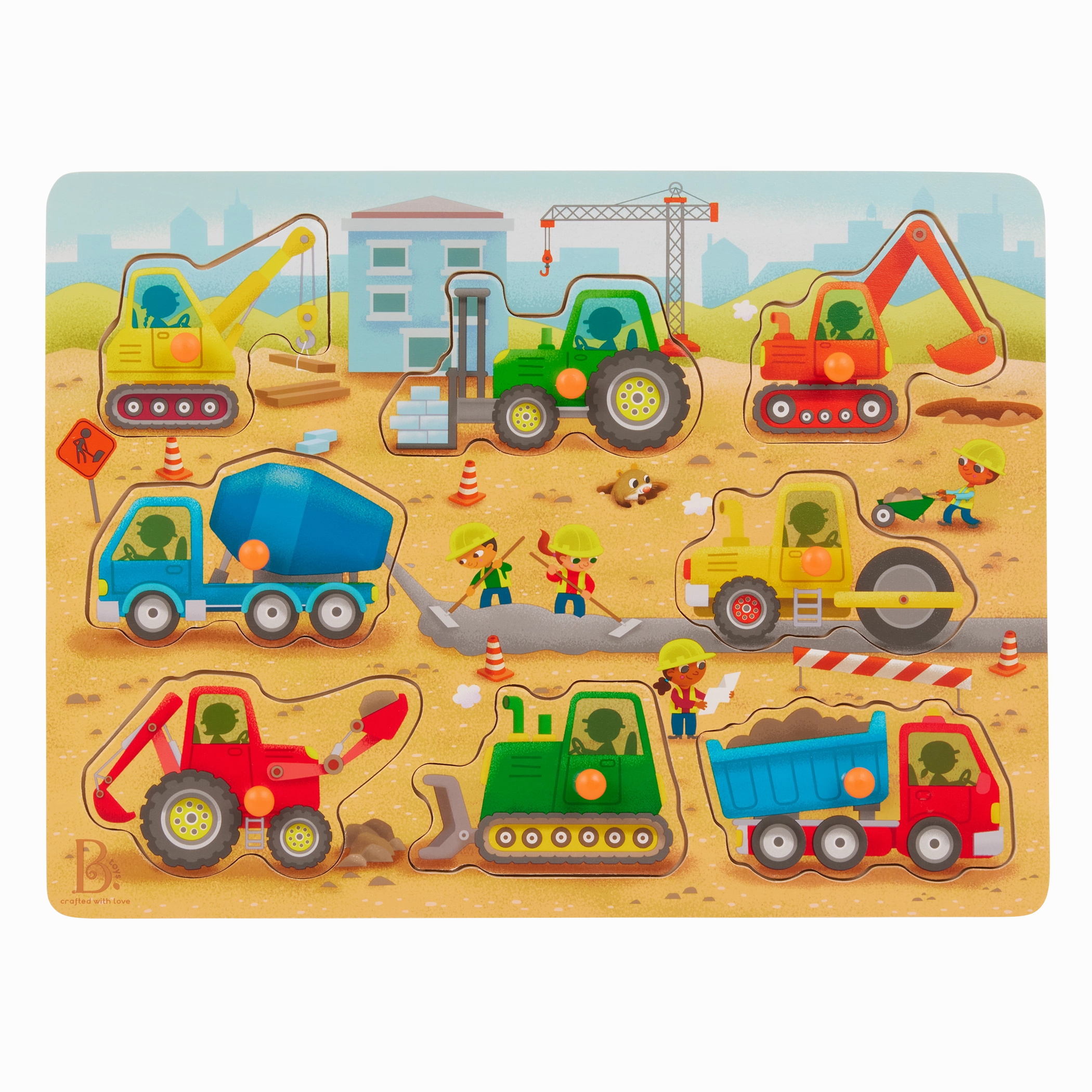 B. toys – Peek & Explore - Construction Trucks