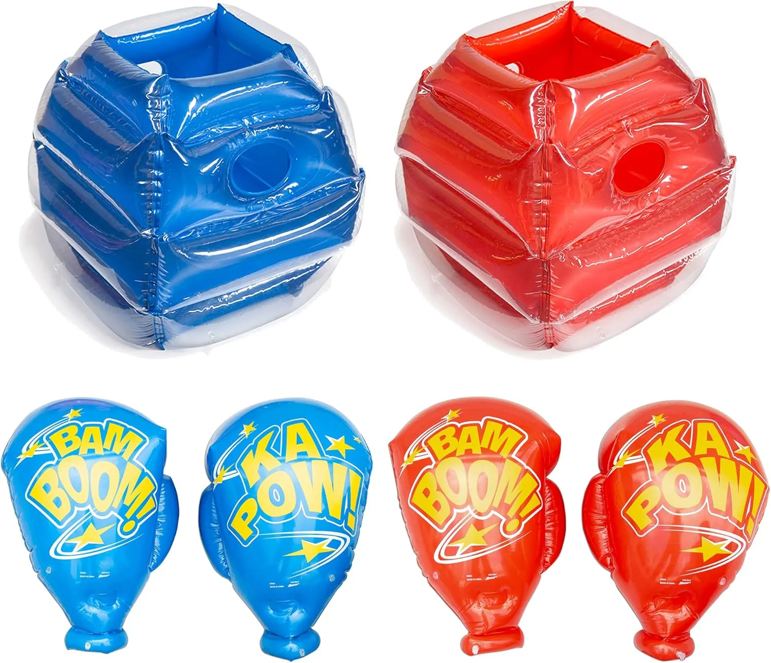 Banzai Battle Bop Combo Pack Outdoor Backyard Inflatable Toy Boxing Gloves and Bump and Bounce Body Bumpers for Ages 4 and Up, Multicolor