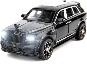 BDTCTK Compatible for 1:36 Rolls Royce Cullinan Car Model, Diecast Pull Back Car Toy car, Doors Open, Light and Sound, Boys Toys Kids Adults Gifts (Black)