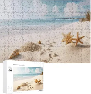 Beach Theme Puzzles 300 Pieces Personalized Jigsaw Puzzles Beach Theme Photo Puzzle Challenging Picture Puzzle for Adults Personaliz Jigsaw with Storage Bag (15.7" X 11")