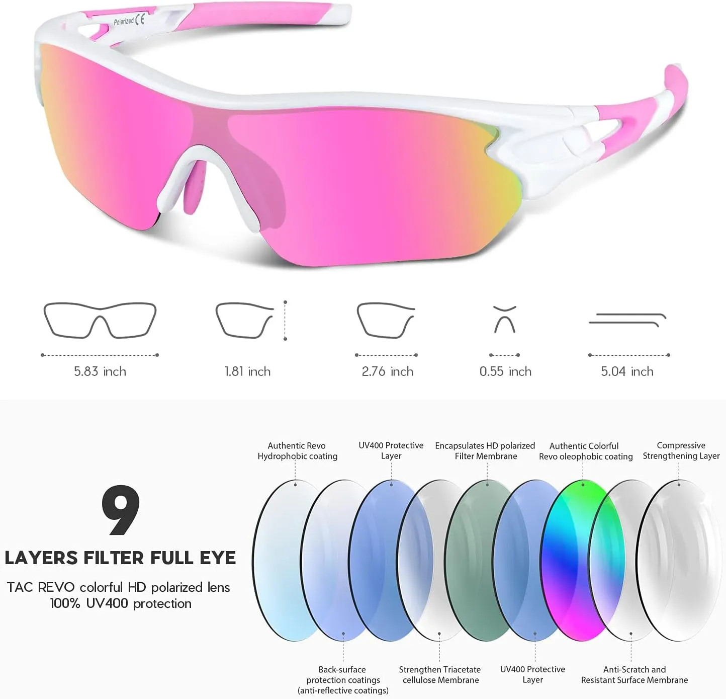 BEACOOL Polarized Sports Sunglasses for Men Women Youth Baseball Cycling Running Driving Fishing Golf Motorcycle TAC Glasses