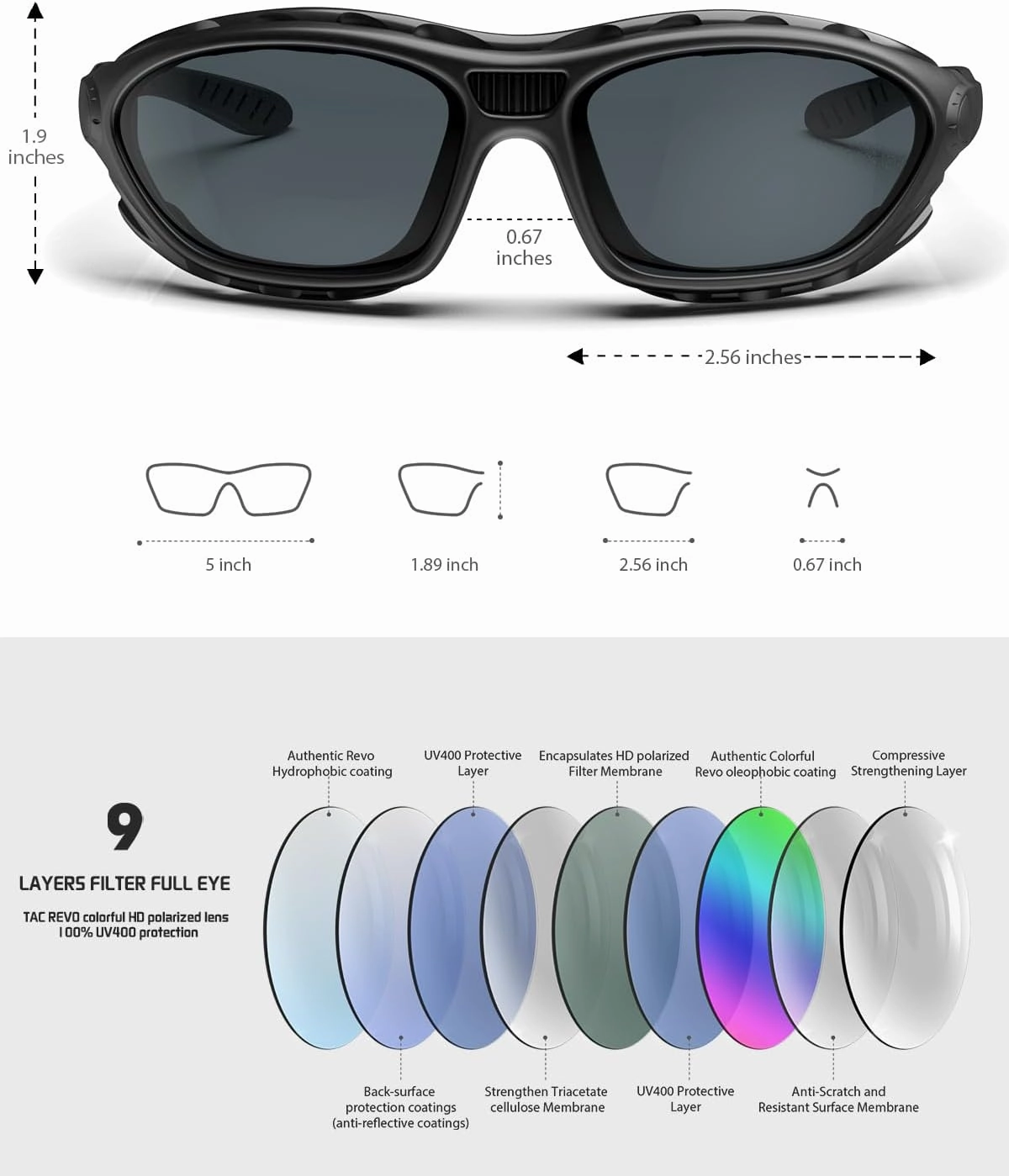 BEACOOL Polarized Sports Sunglasses for Men Women Youth Motorcycle Safety Driving Riding Military Goggles TAC Glasses