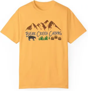 Bear Creek Cabins T-Shirt, Mountain Retreat Nature Tee, Rustic Lodge Outdoor Shirt, Wilderness Camping Top, Forest Adventure