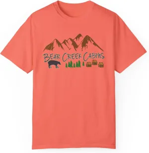 Bear Creek Cabins T-Shirt, Mountain Retreat Nature Tee, Rustic Lodge Outdoor Shirt, Wilderness Camping Top, Forest Adventure