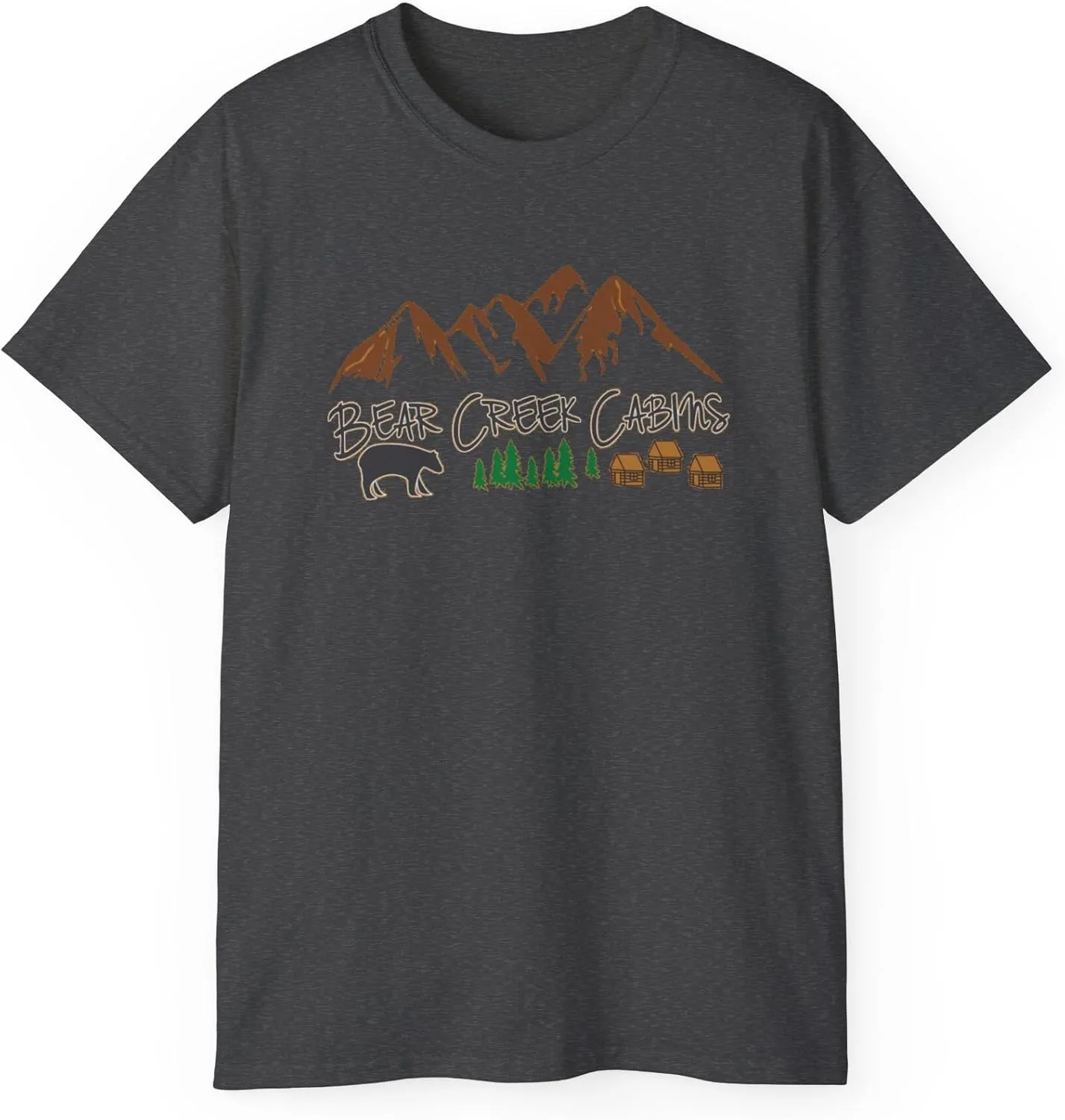 Bear Creek Cabins T-Shirt, Nature Lover Tee, Mountain Retreat Shirt, Wildlife Cabin Top, Outdoor Camping Apparel, Forest