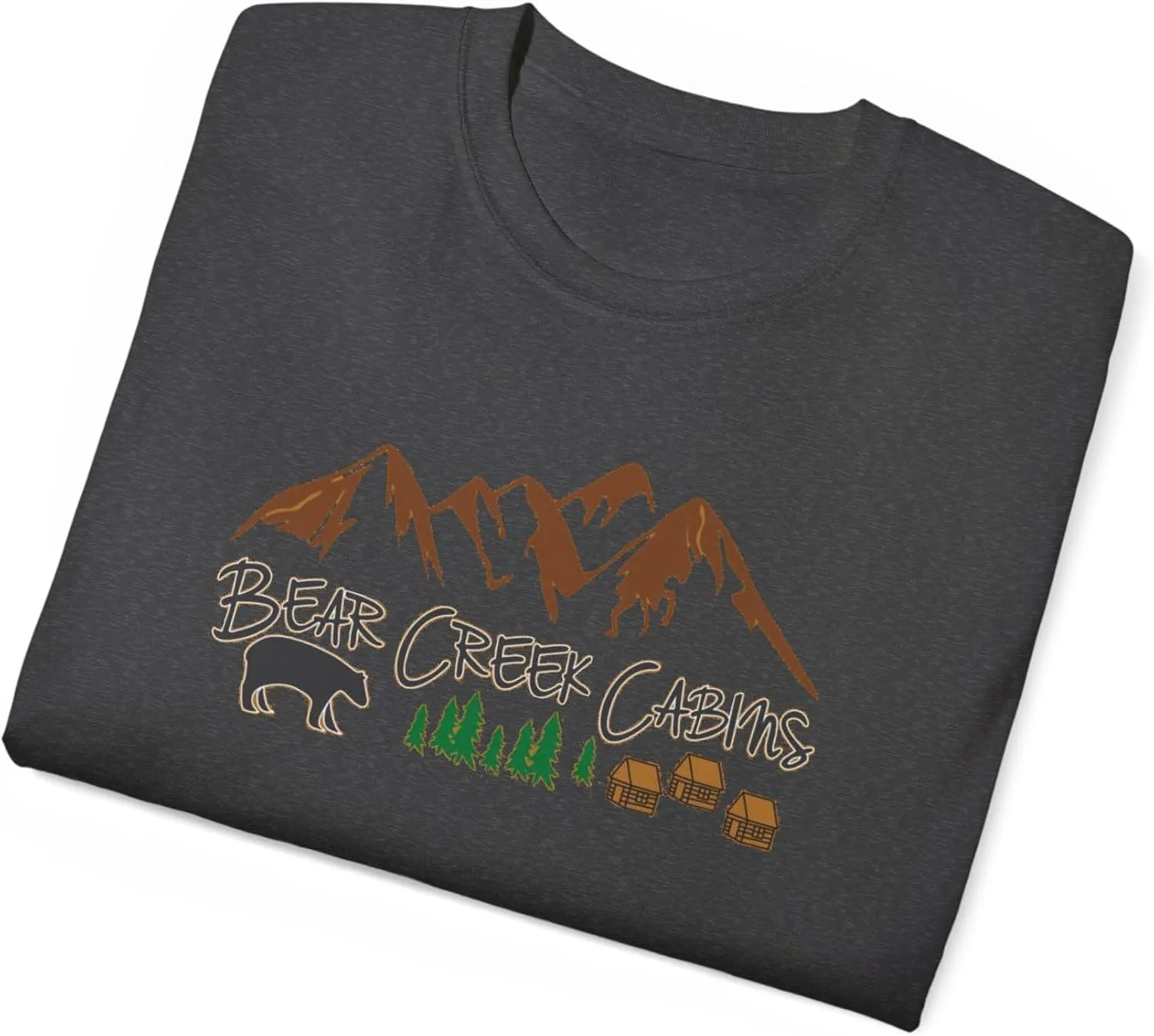 Bear Creek Cabins T-Shirt, Nature Lover Tee, Mountain Retreat Shirt, Wildlife Cabin Top, Outdoor Camping Apparel, Forest