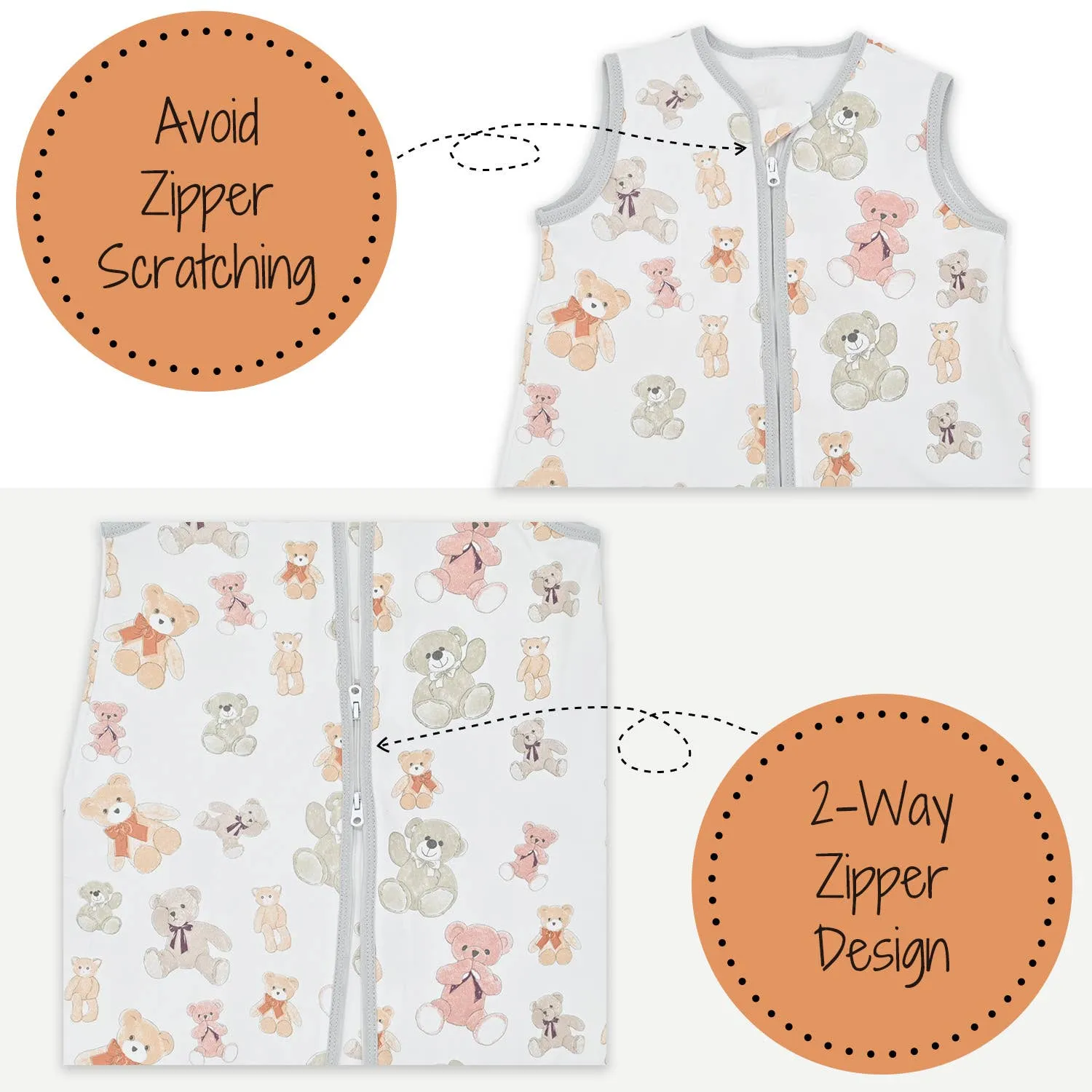 Bear Hugs Baby Sleep Sack, 100% Organic Cotton: 6-12M