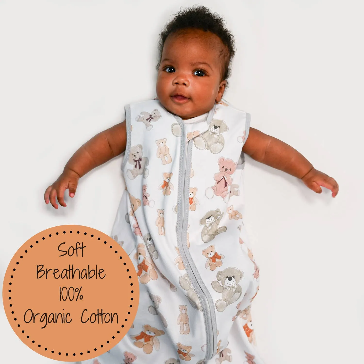 Bear Hugs Baby Sleep Sack, 100% Organic Cotton: 6-12M