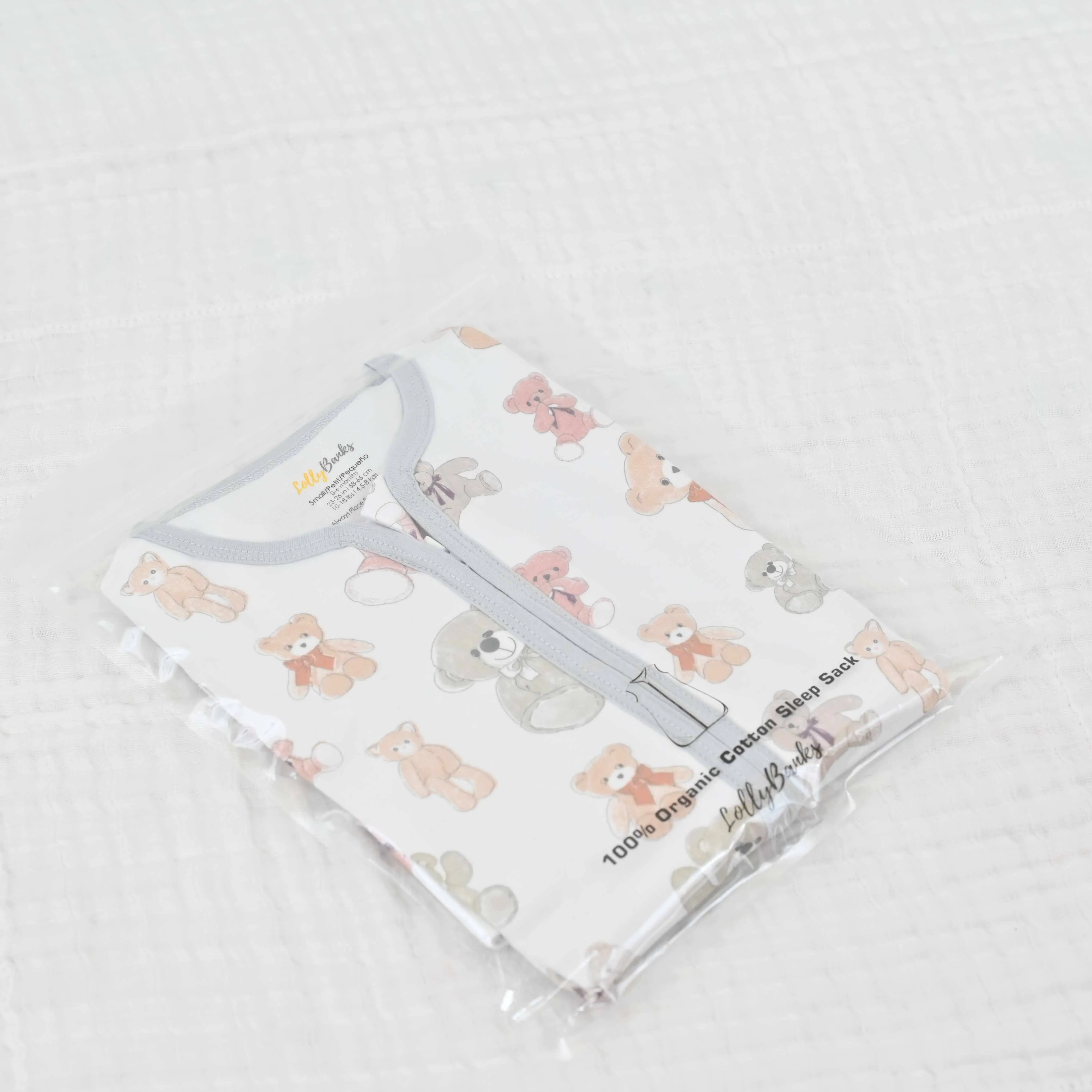 Bear Hugs Baby Sleep Sack, 100% Organic Cotton: 6-12M