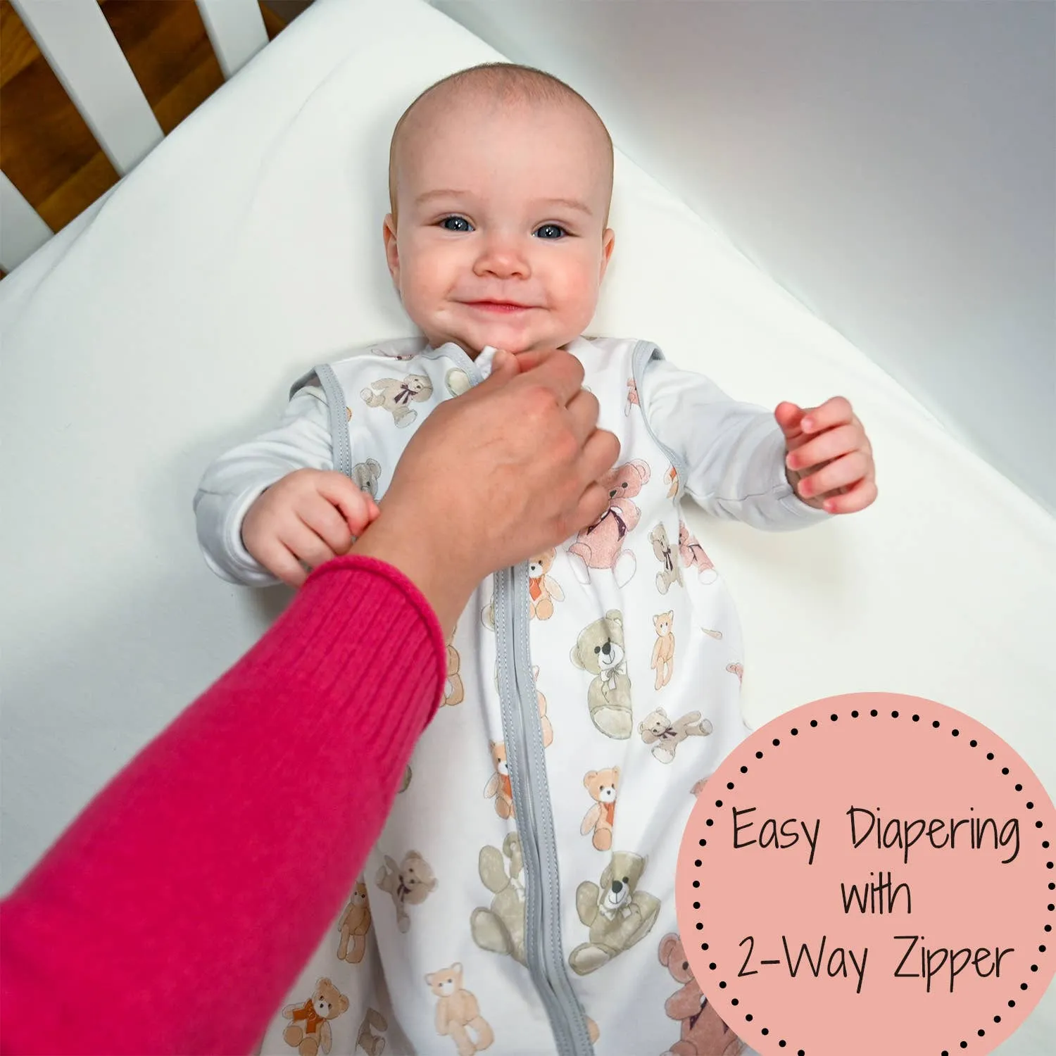 Bear Hugs Baby Sleep Sack, 100% Organic Cotton: 6-12M