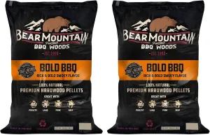Bear Mountain 2 Pack All Natural Wood Pellets for Smoker, Grill & BBQ, 20 Lbs, Bold
