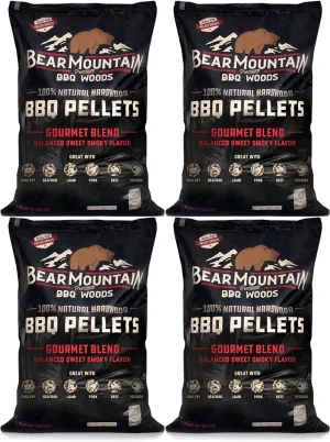 Bear Mountain FB99 All Natural Low Moisture Hardwood Smoky Gourmet Blend BBQ Smoker Pellets for Outdoor Grilling, 40 Pound Bag (4 Pack)