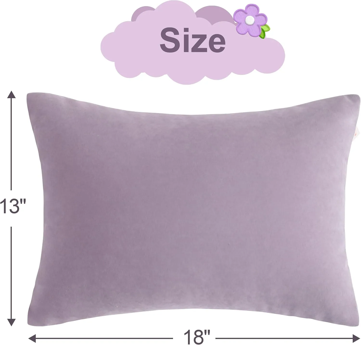 bedsum 2 Pack Toddler Pillows, 13''x18'' Microfiber Baby Pillows for Toddler, Travel, Pets, Soft and Machine Washable Small Pillows w/ Excellent Resilience for Neck, Wrist, and Knee Support, Lavender