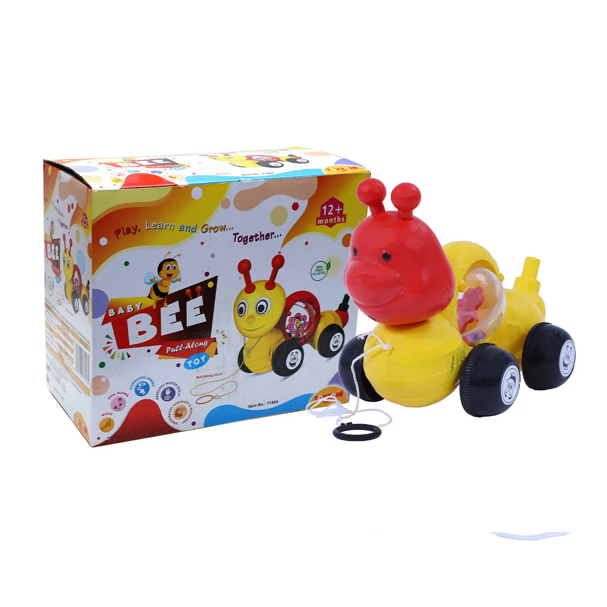 Bee Pull Along | Interactive pull toy | Toy for walking babies Toddler | Movement toy | Early learning Pull toy | Toddler activity toy | For age 12  Months