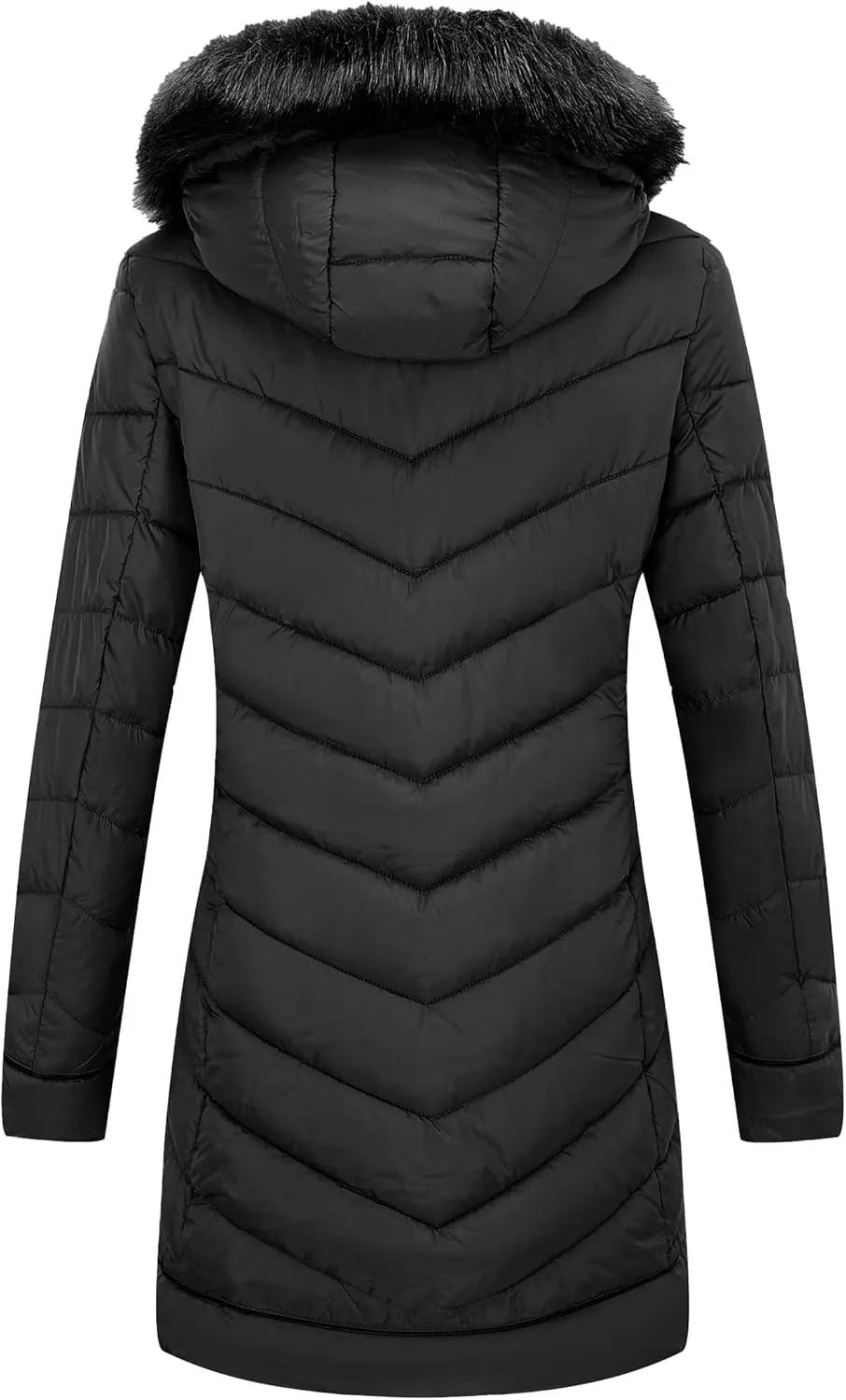 Bellivera Women's Winter Thickened Quilted Puffer Jacket Zipper Pockets Bubble Coat with Removable Hood and Faux Fur Collar