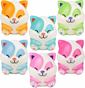 Belly Buddy Squish Cat, 5.25” Soft Slow Rising Stuffed Animal, Colorful Pastel Calico Kitty for Stress Relief, Fidget Toy, Gift for Kids, Room Decoration (6 Pack) Forest & Twelfth
