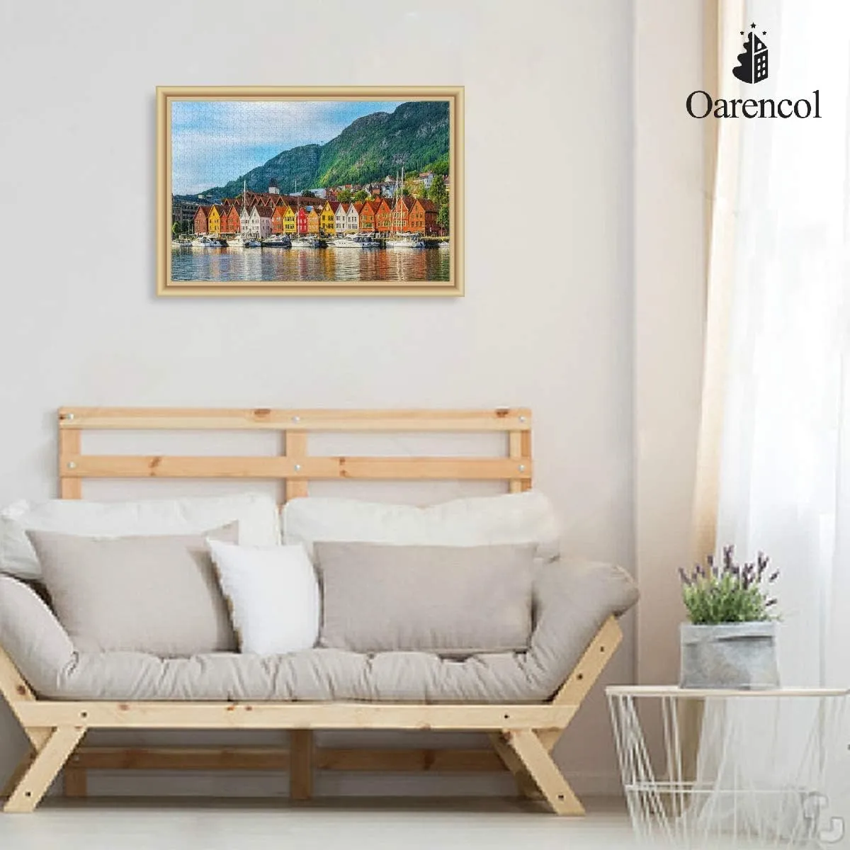 Bergen Norway Jigsaw Puzzle 1000 Pieces Colorful House Lake Mountain Puzzles for Adults Kids DIY Gifts